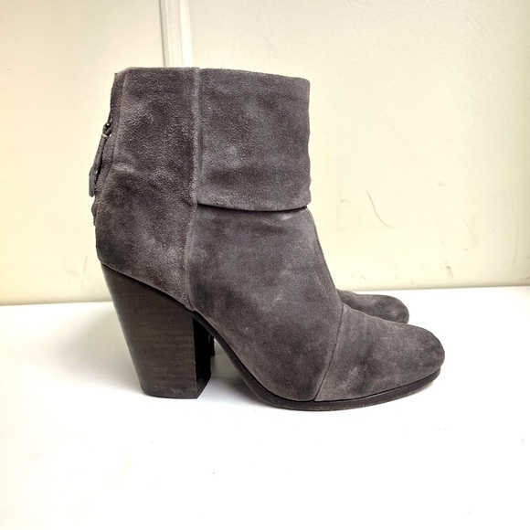 Rag & Bone Newbury Women's Suede Ankle Boots Stacked Heel Gray Bootie boho 6.5M - Picture 4 of 11